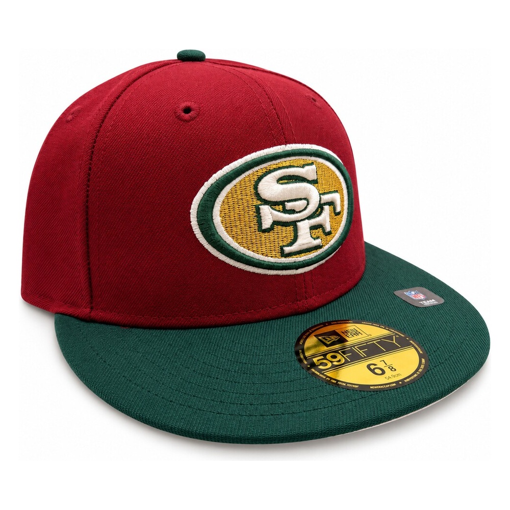 San Francisco 49ers Dark Red and Green Two Tone "Evergold" Collection Cream UV New Era 59FIFTY Fitted Hat