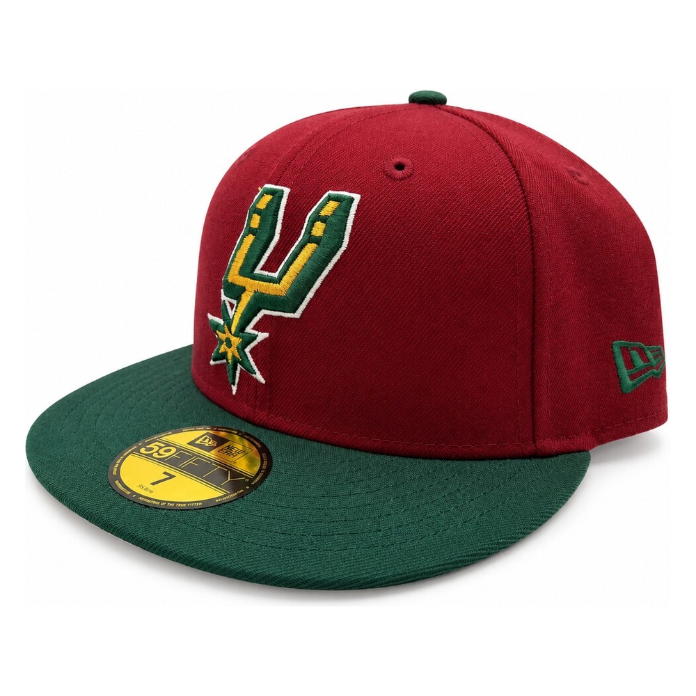 San Antonio Spurs Dark Red and Green Two Tone "Evergold" Collection Cream UV New Era 59FIFTY Fitted Hat