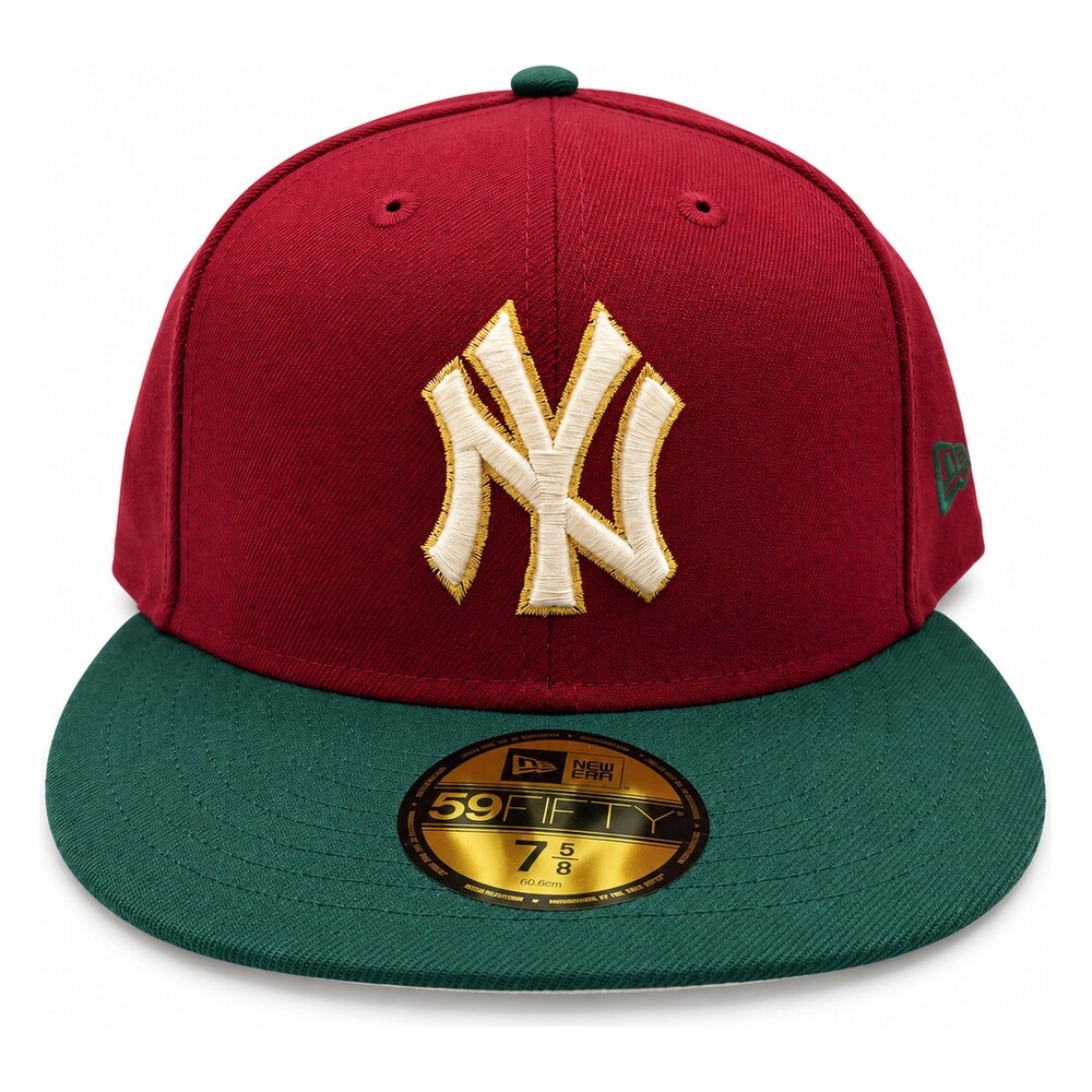 New York Yankees Dark Red and Green Two Tone "Evergold" Collection Cream UV Era 59FIFTY Fitted Hat