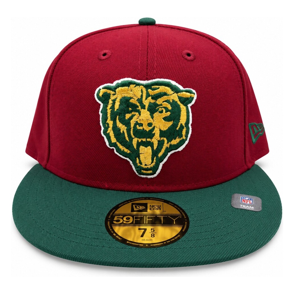 Chicago Bears Dark Red and Green Two Tone "Evergold" Collection Cream UV New Era 59FIFTY Fitted Hat