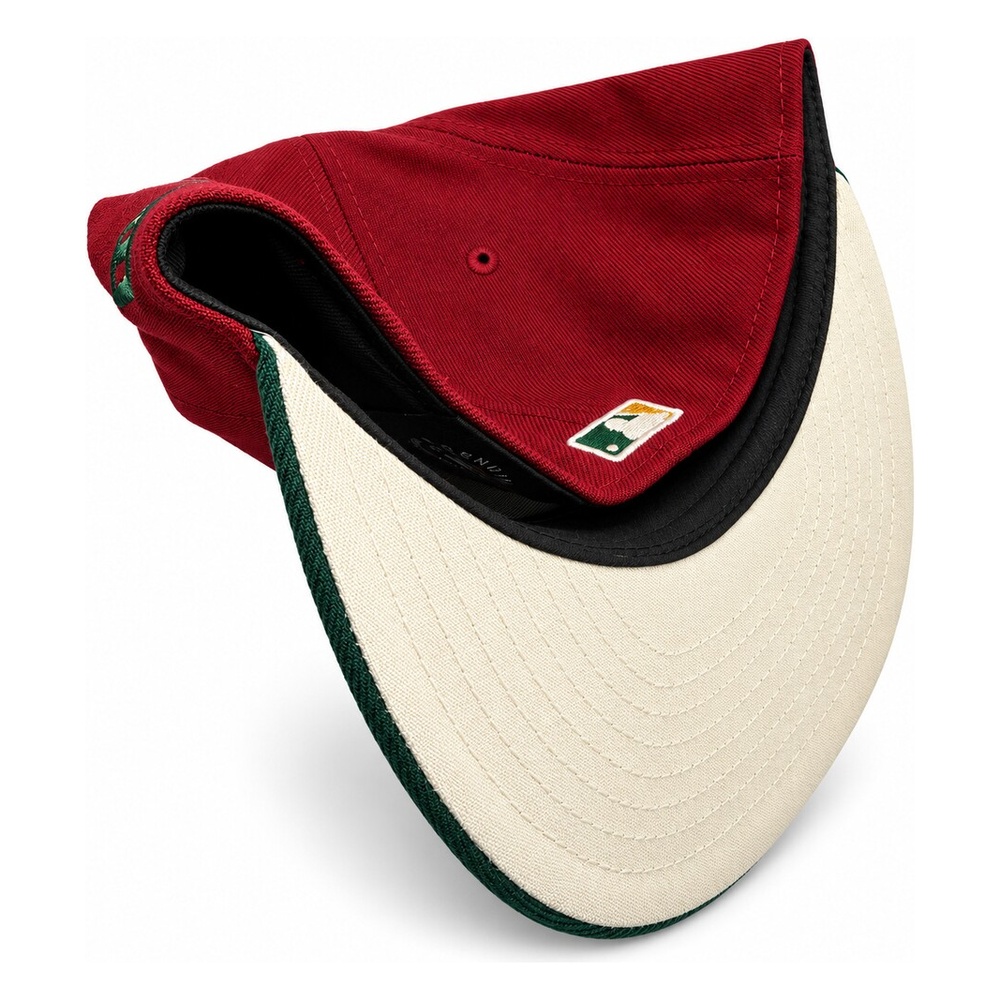 Atlanta Braves Dark Red and Green Two Tone "Evergold" Collection Cream UV New Era 59FIFTY Fitted Hat