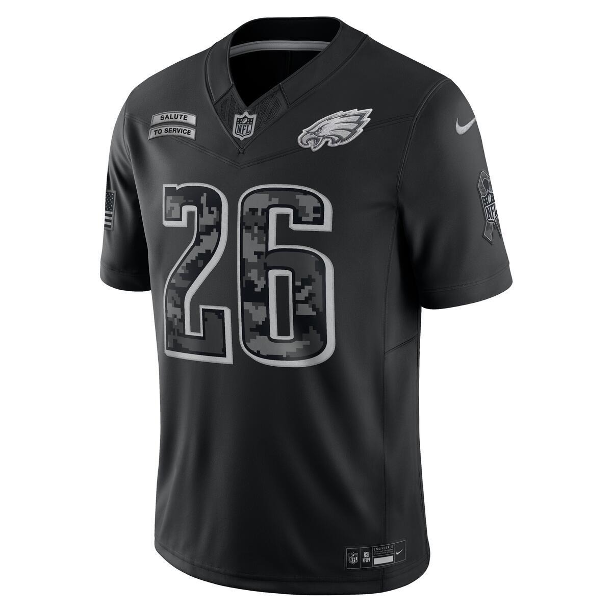 Philadelphia Eagles Saquon Barkley Black 2026 Salute to Service Nike Stitched Limited Jersey