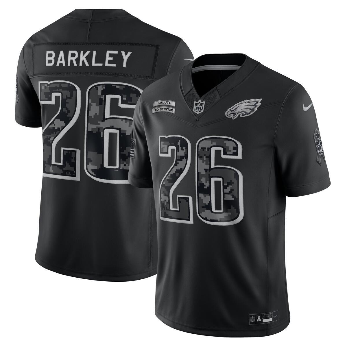Philadelphia Eagles Saquon Barkley Black 2026 Salute to Service Nike Stitched Limited Jersey