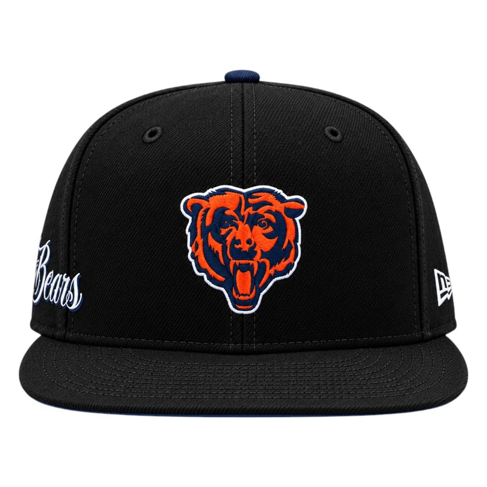 Chicago Bears Black Side Script Navy UV New Era 59FIFTY Fitted Hat