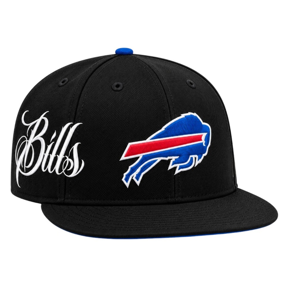 Buffalo Bills Black Side Script Royal Blue UV New Era 59FIFTY Fitted Hat