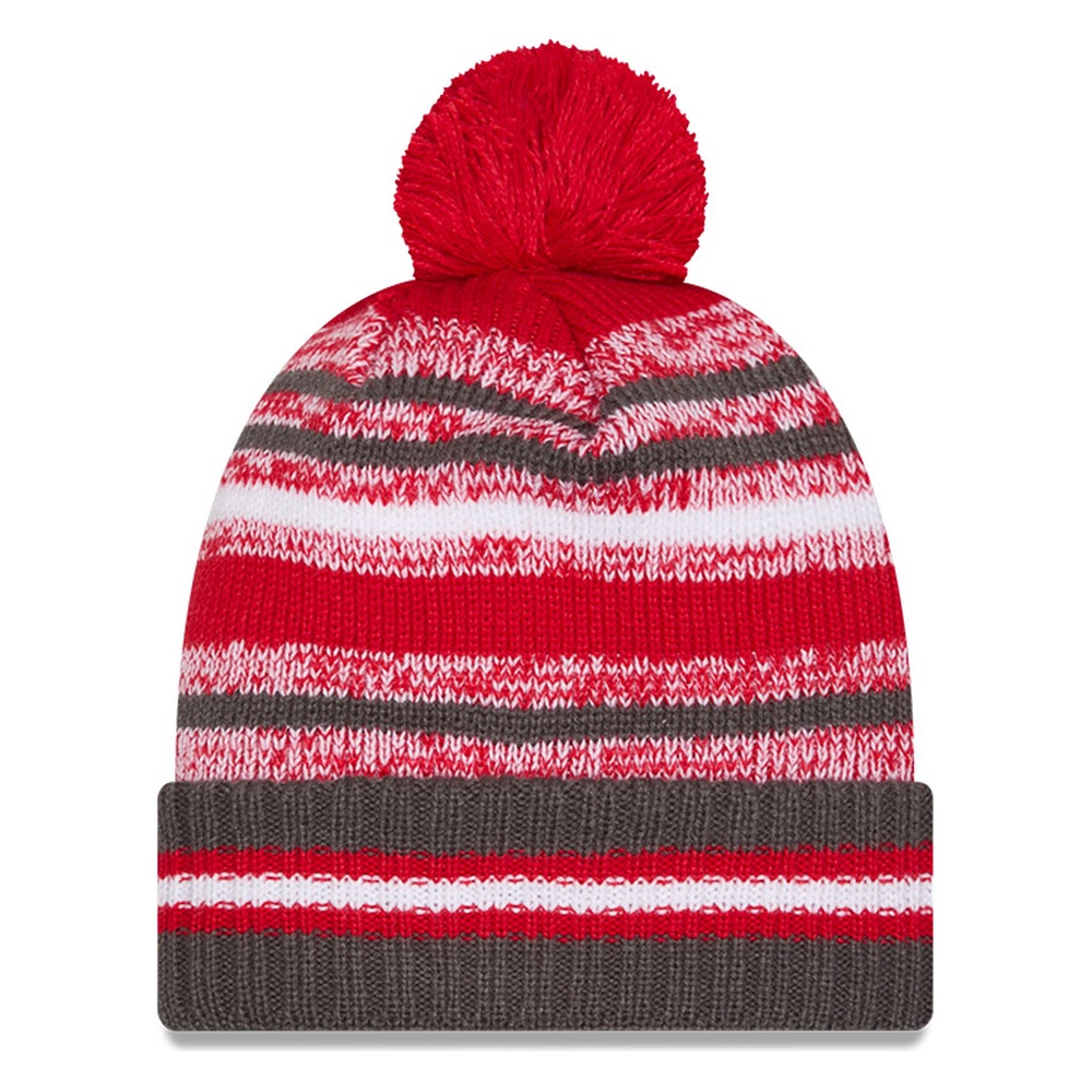 Tampa Bay Buccaneers Red Cheer New Era Pom Knit Hat