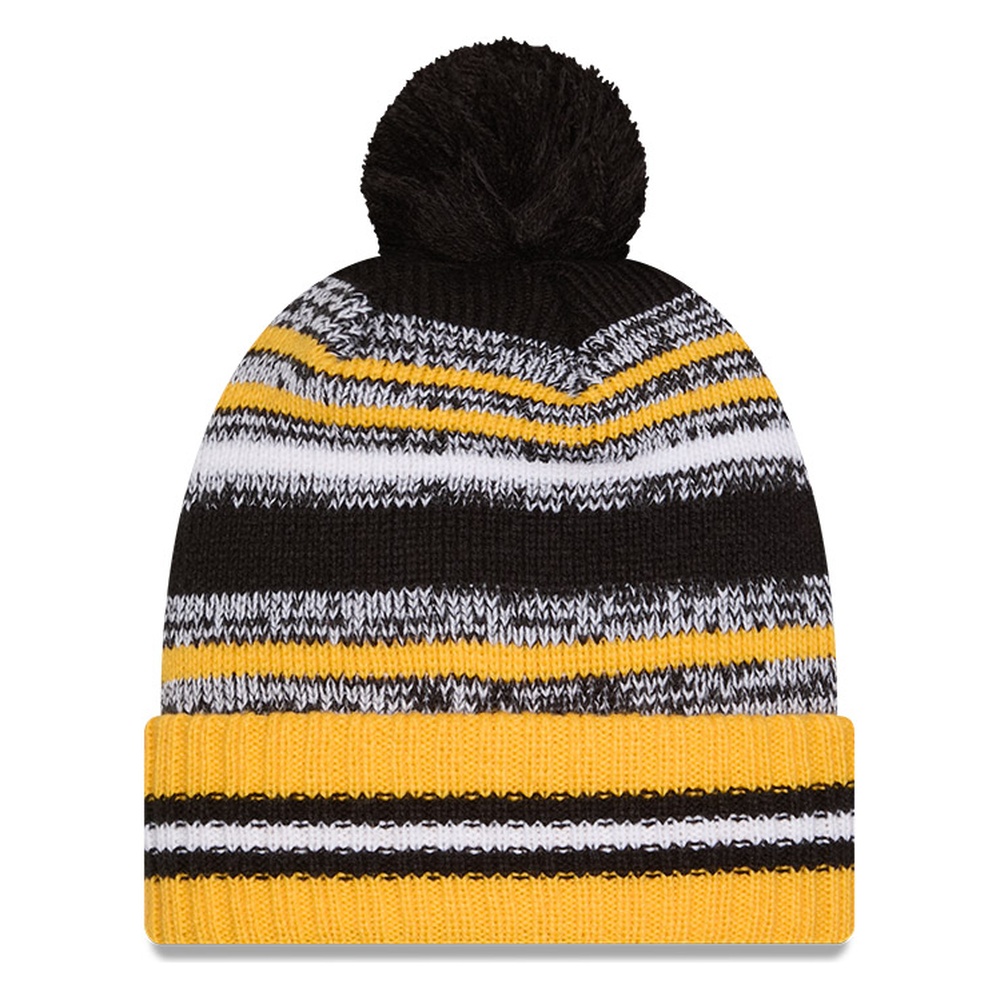 Pittsburgh Steelers Black Cheer New Era Pom Knit Hat