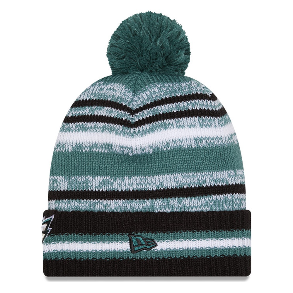 Philadelphia Eagles Green Cheer New Era Pom Knit Hat