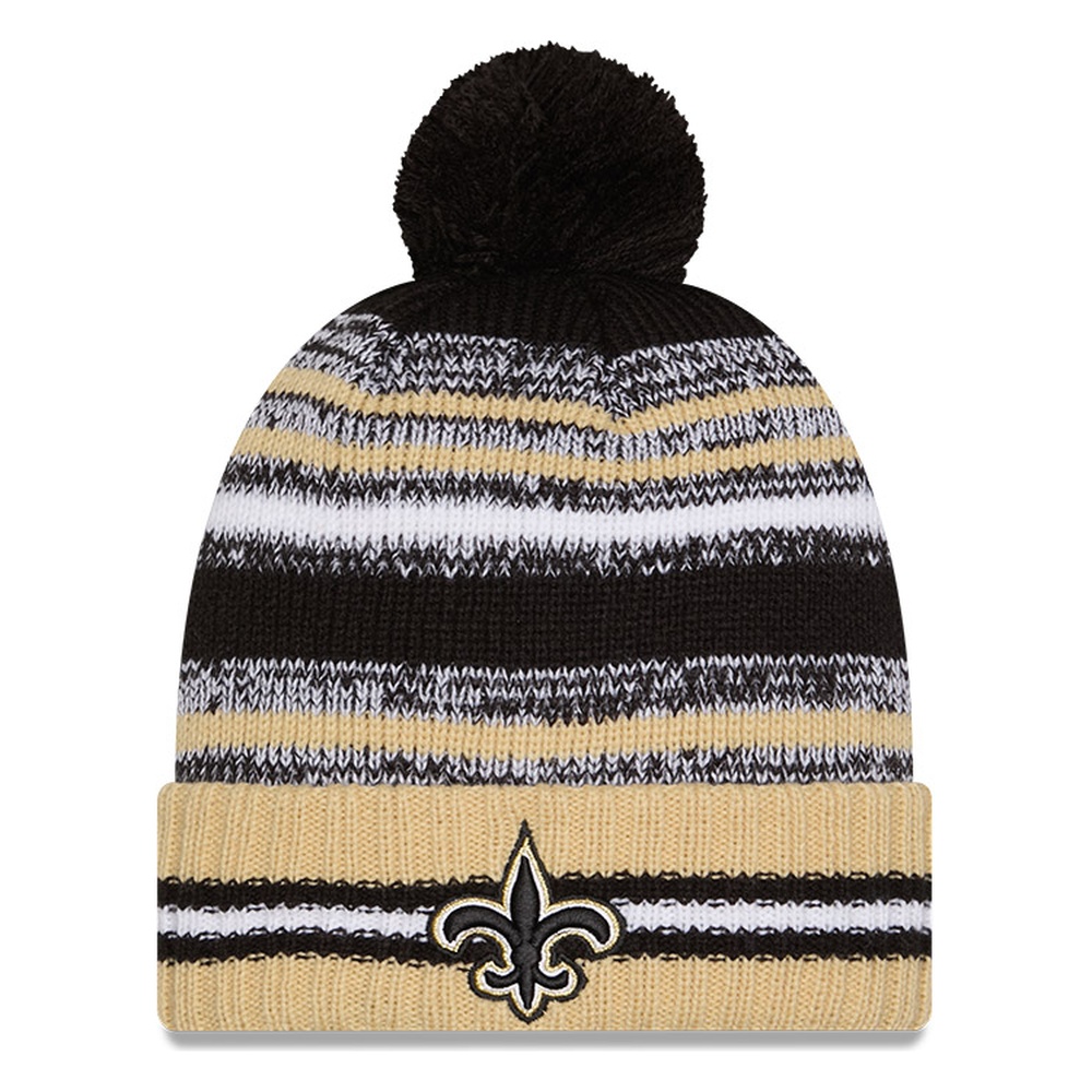 New Orleans Saints Black Cheer New Era Pom Knit Hat