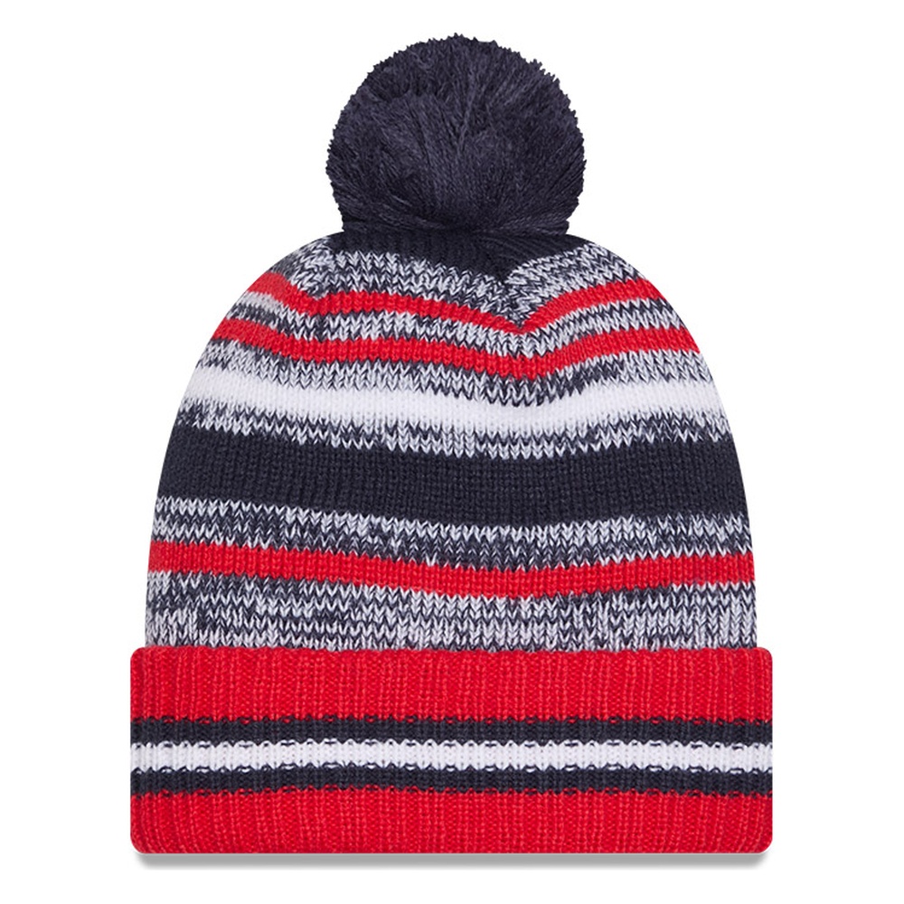 New England Patriots Navy Cheer New Era Pom Knit Hat
