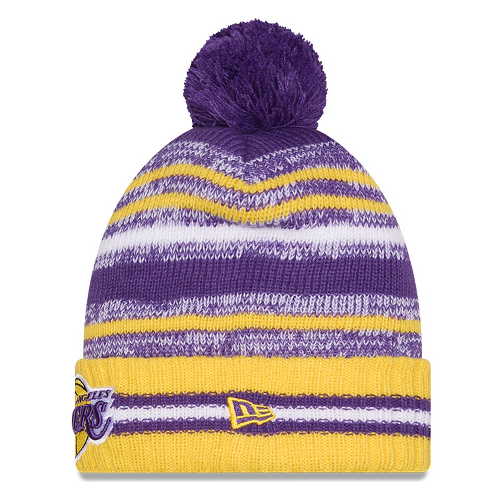 Los Angeles Lakers Purple Cheer New Era Pom Knit Hat