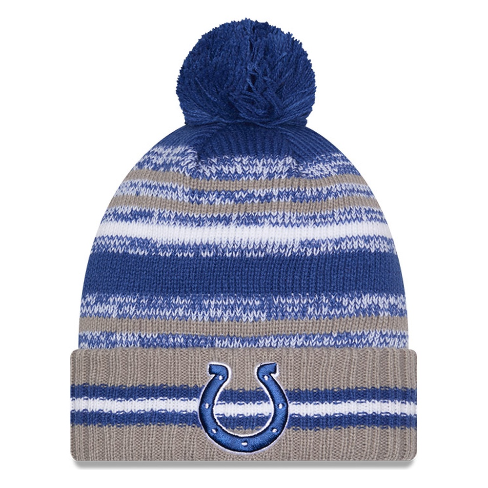 Indianapolis Colts Royal Blue Cheer New Era Pom Knit Hat