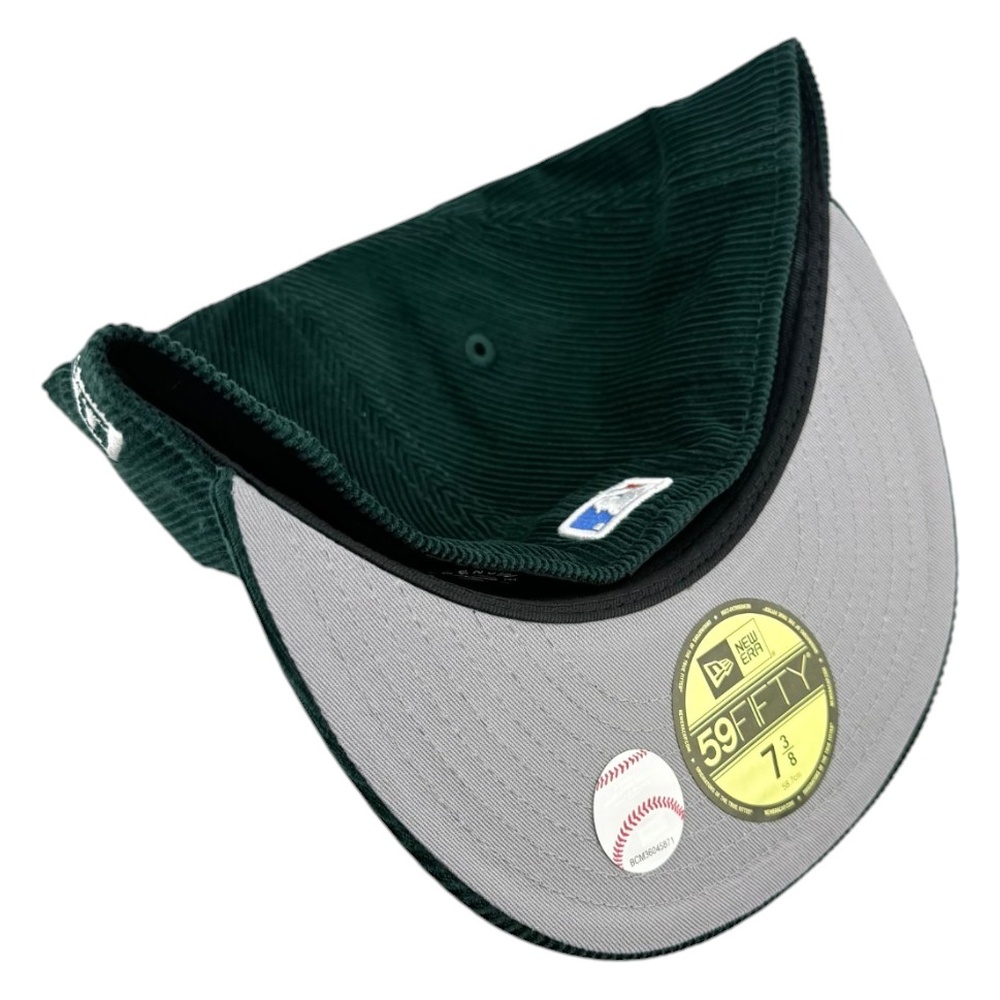 Los Angeles Dodgers Dark Green Corduroy Interlocking LA Logo Grey UV New Era 59FIFTY Fitted Hat