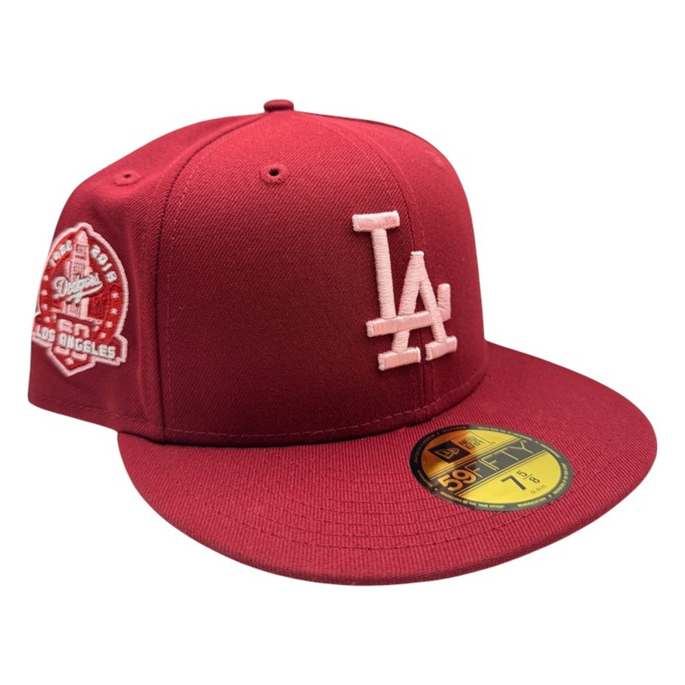 Los Angeles Dodgers Cardinal Gray UV 60th Anniversary Side Patch New Era 59FIFTY Fitted Hat