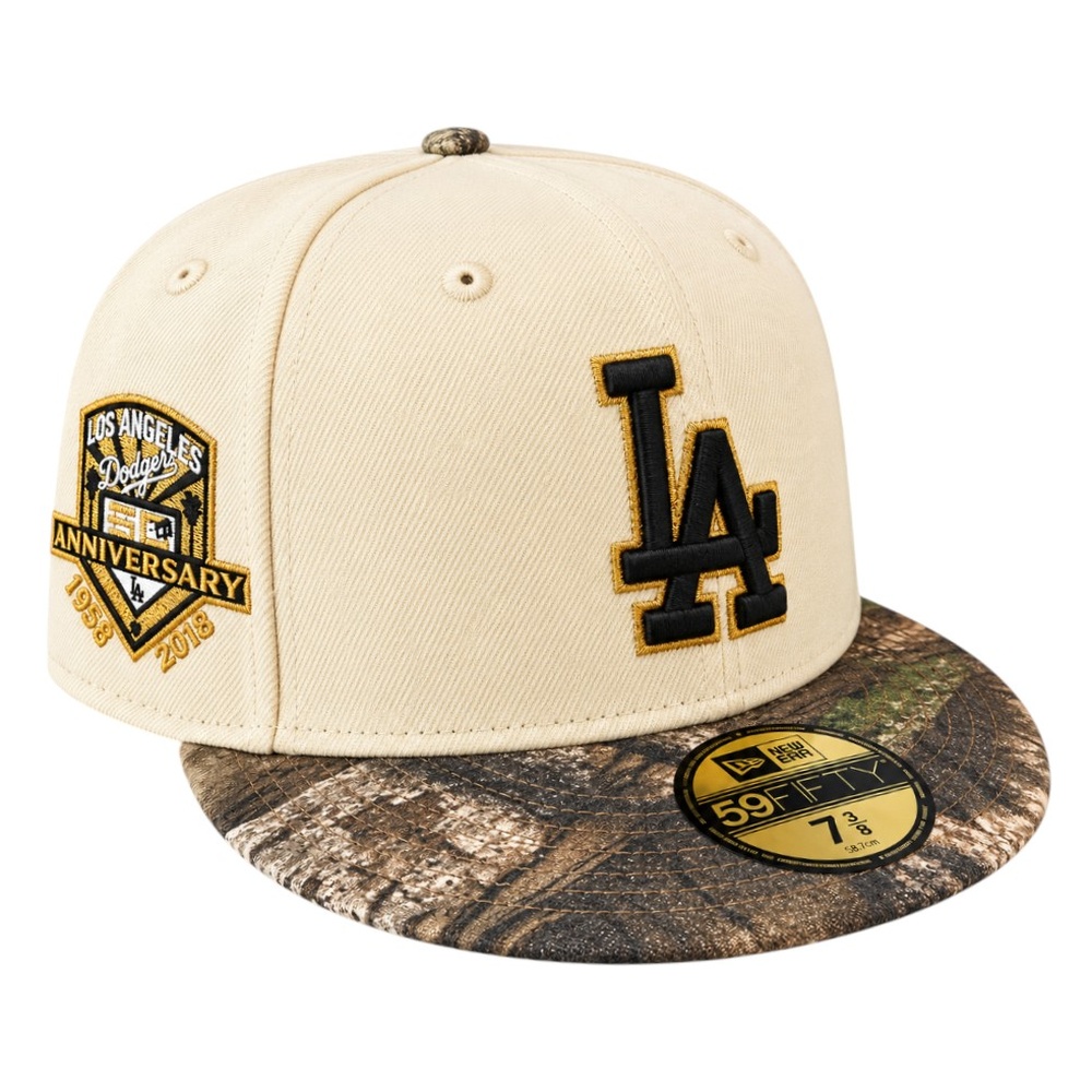Los Angeles Dodgers Chrome and Realtree Camo 60th Anniversary Patch Grey UV New Era 59FIFTY Fitted Hat