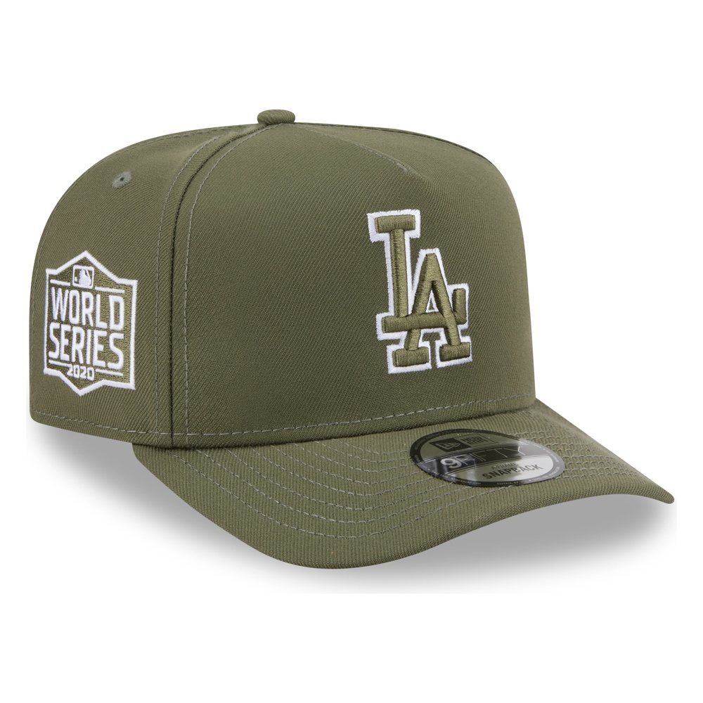 Los Angeles Dodgers Olive Green 2020 World Series Patch New Era 9FIFTY A-Frame Snapback Hat