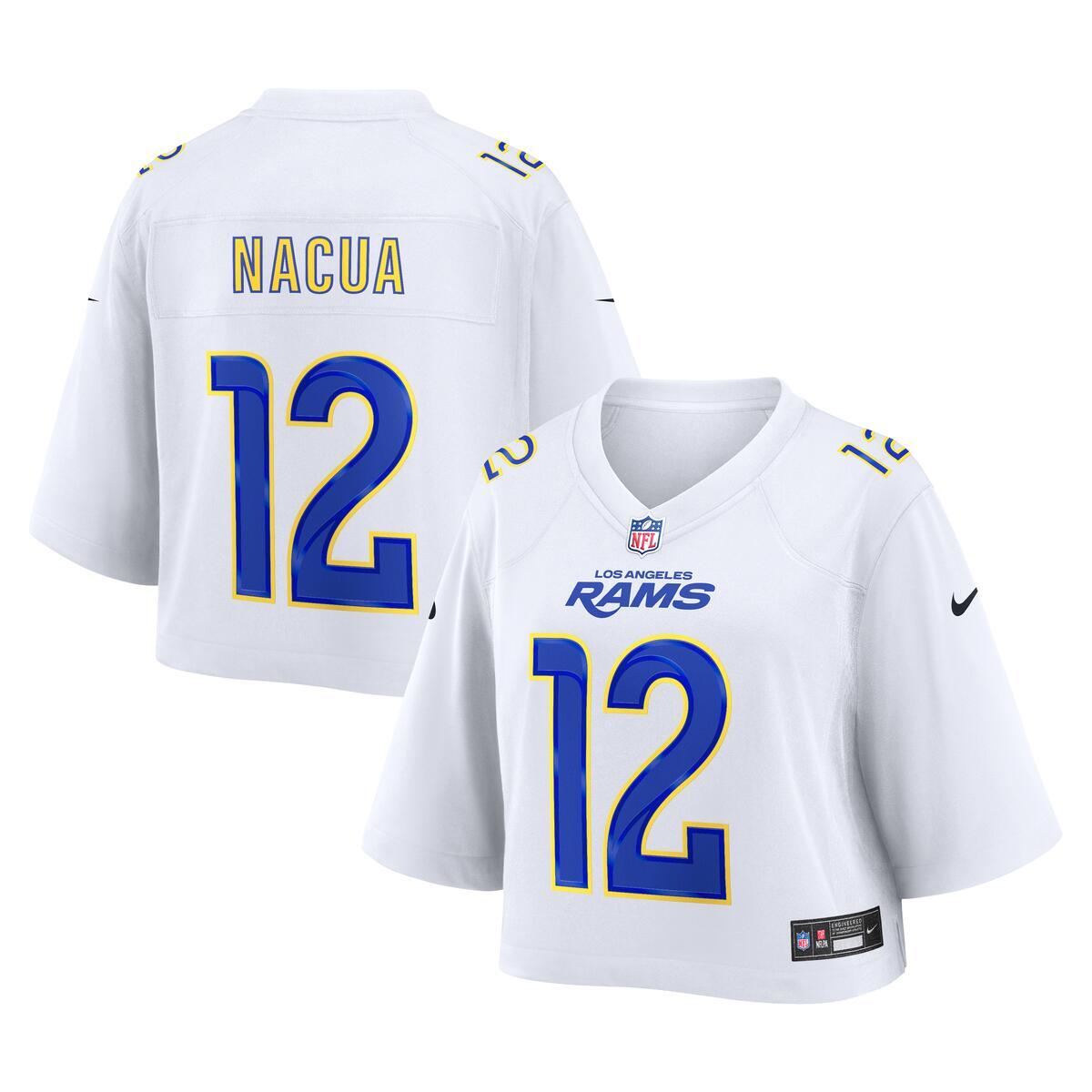 ロサンゼルス・ラムズPUKA NACUA ユニフォーム 12 NFL プカナクア Women's Los Angeles Rams Puka Nacua White Cropped Nike Game Jersey