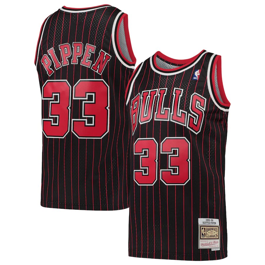 Youth Chicago Bulls Scottie Pippen Mitchell & Ness 1995-96 Hardwood Classics Swingman Black Pinstripe Jersey