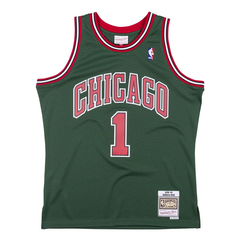 Chicago Bulls Derrick Rose Mitchell & Ness 2008-09 Hardwood Classics Swingman Player Green Jersey