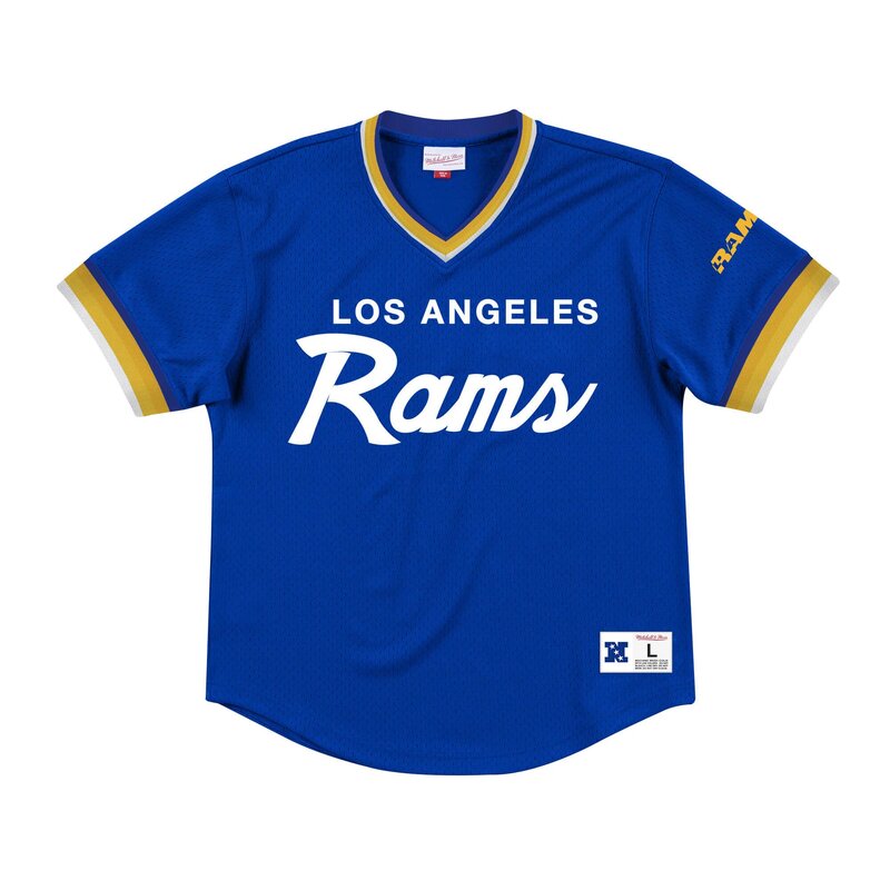 Los Angeles Rams Mitchell & Ness Special Script Mesh V-Neck Shirt