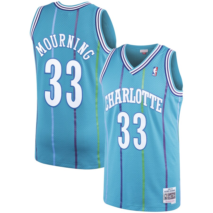 Charlotte Hornets Alonzo Mourning Mitchell & Ness 1992-93 Hardwood