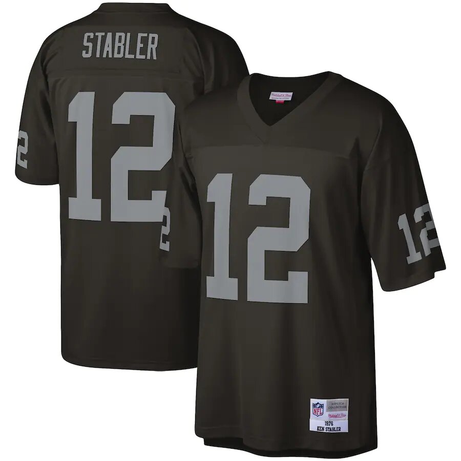 Oakland Raiders Ken Stabler 1976 Mitchell & Ness Black Retired Player Legacy Replica Jersey