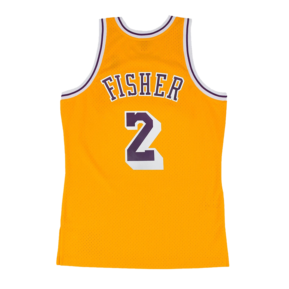 Los Angeles Lakers Derek Fisher Mitchell & Ness 1996-97 Hardwood Classics Swingman Gold Jersey