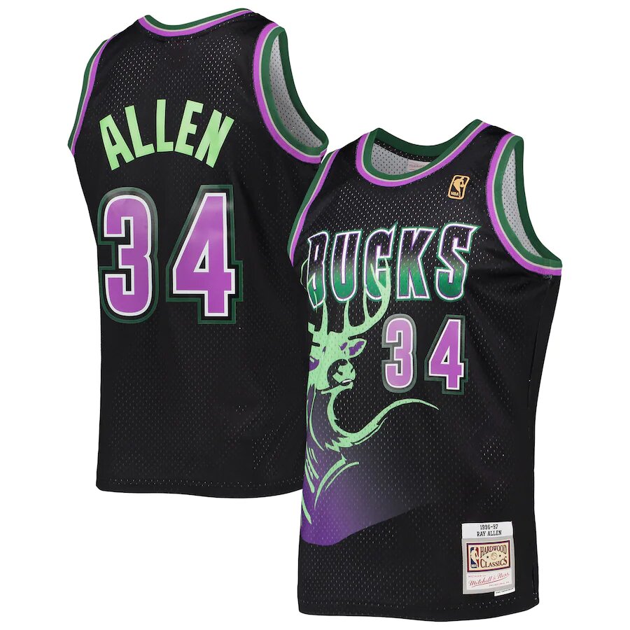 Milwaukee Bucks Ray Allen Mitchell & Ness 1996-97 Hardwood Classics Reload Swingman Jersey