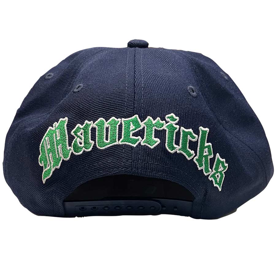 Dallas Mavericks Mitchell & Ness Green English Dropback HWC Blue Snapback Hat