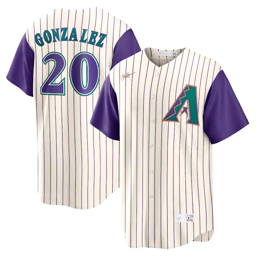 Arizona Diamondbacks Luis Gonzalez Nike Cream Purple Cooperstown