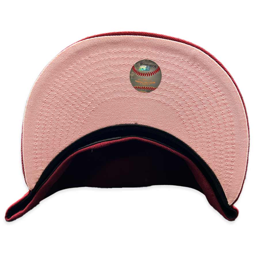 Los Angeles Dodgers Maroon Razzleberry 2020 WS Side Patch Pink UV 59FIFTY Fitted Hat