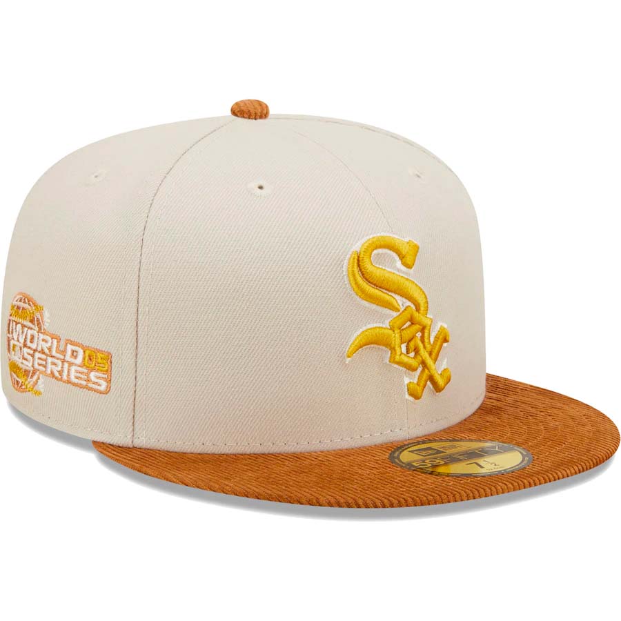 Chicago White Sox Cream 2005 WS Patch Brown Corduroy Visor Dark Green UV 59FIFTY Fitted Hat